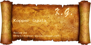 Kopper Gyula névjegykártya